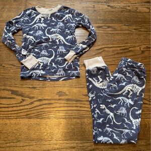 Pottery Barn Kids Dinosaur Pajama Set Size 8 Blue Skeleton Dino Print